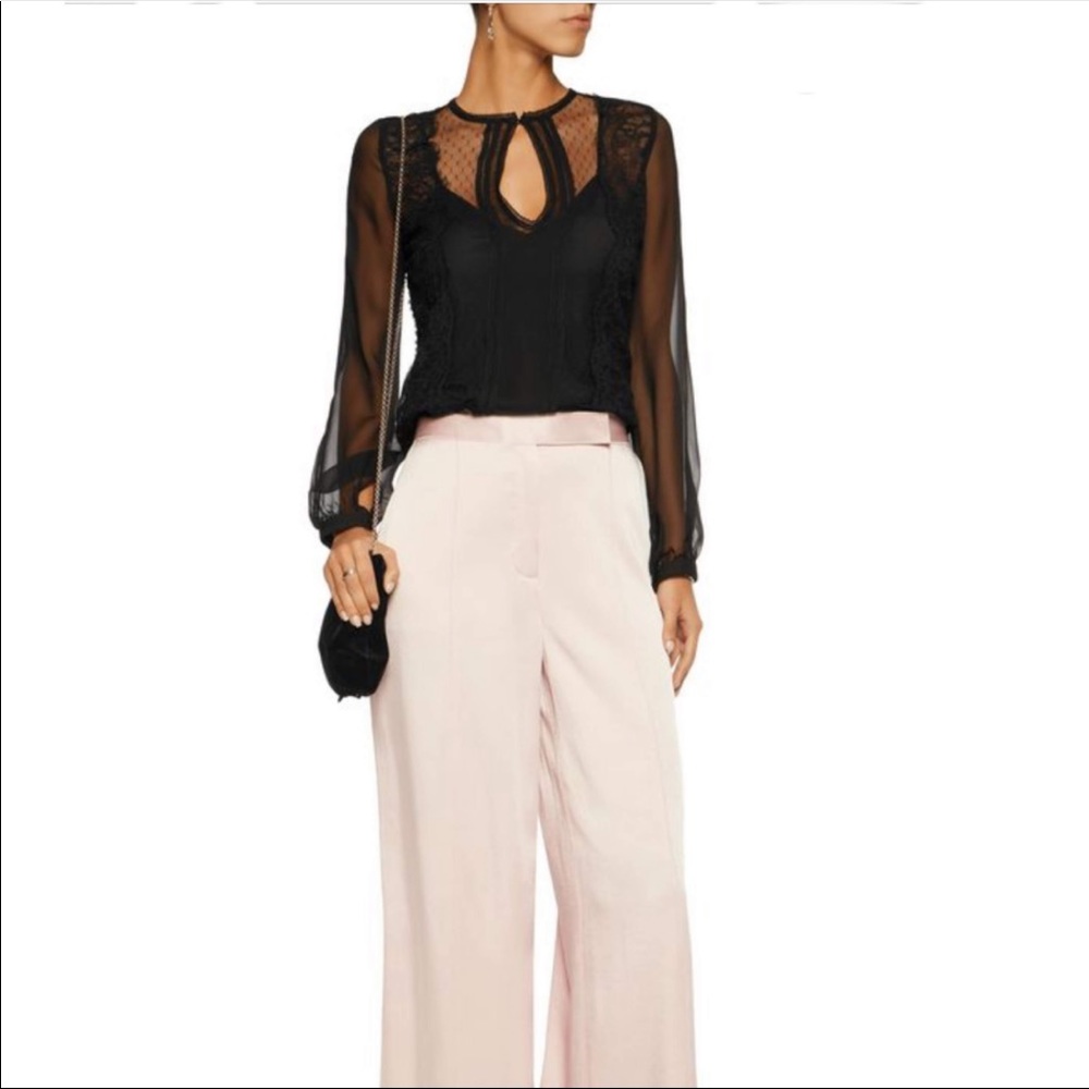 Haute Hippie black Lace Silk blouse